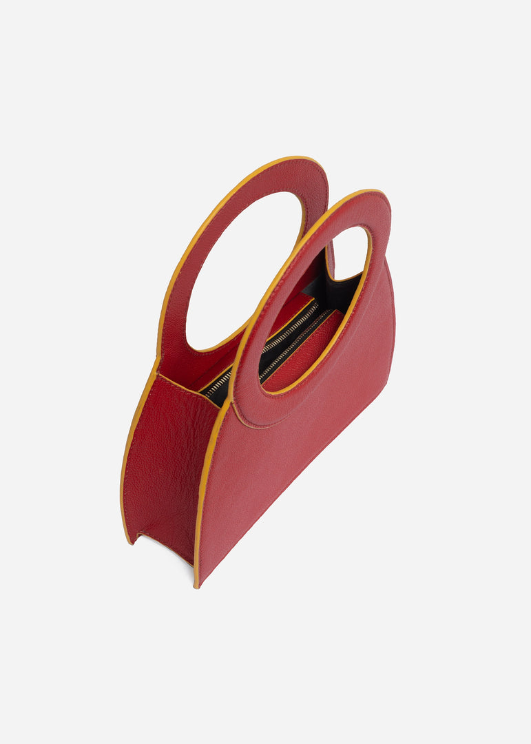 Red leather bags
