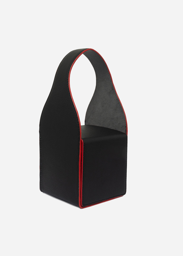 Black leather pouch bag