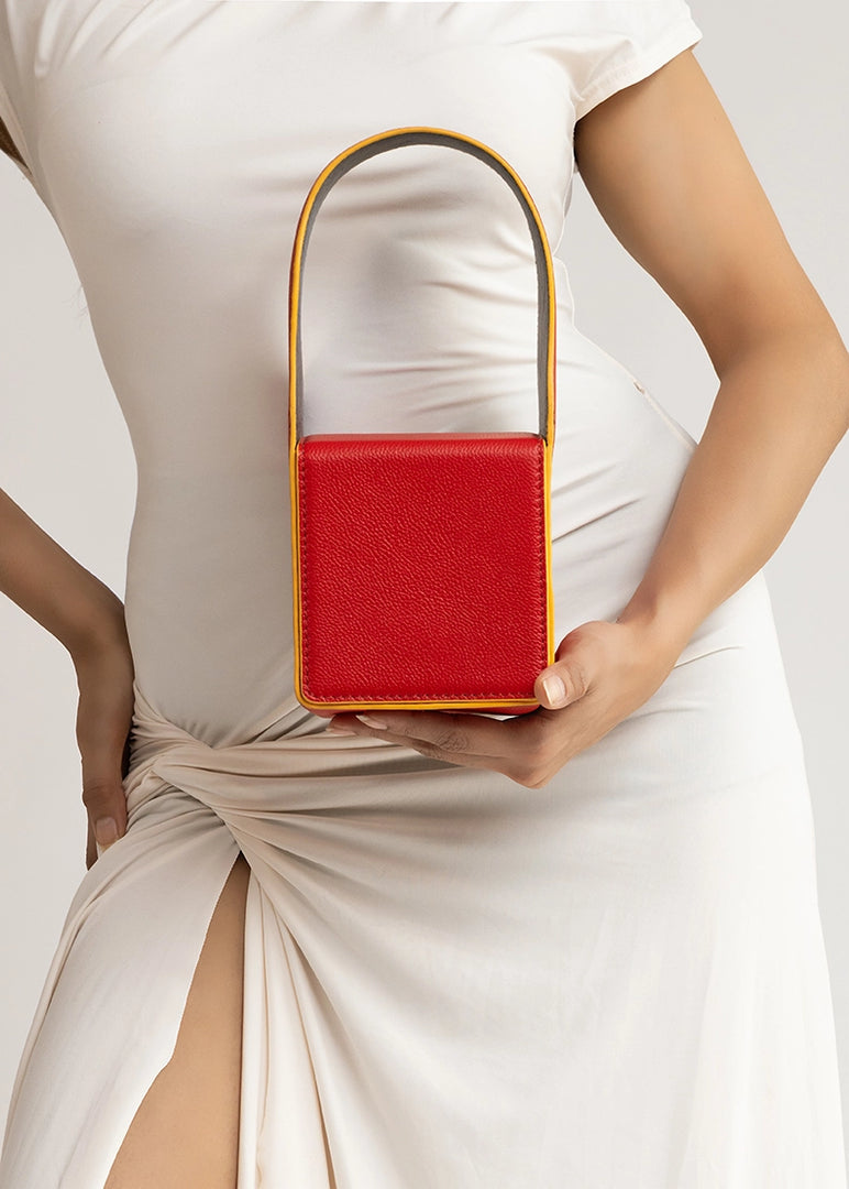 Box shaped leather tote