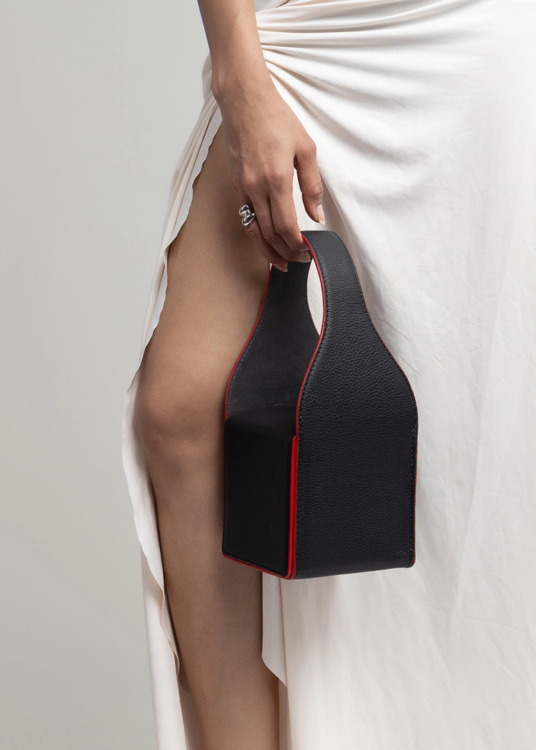 Structured black handbag
