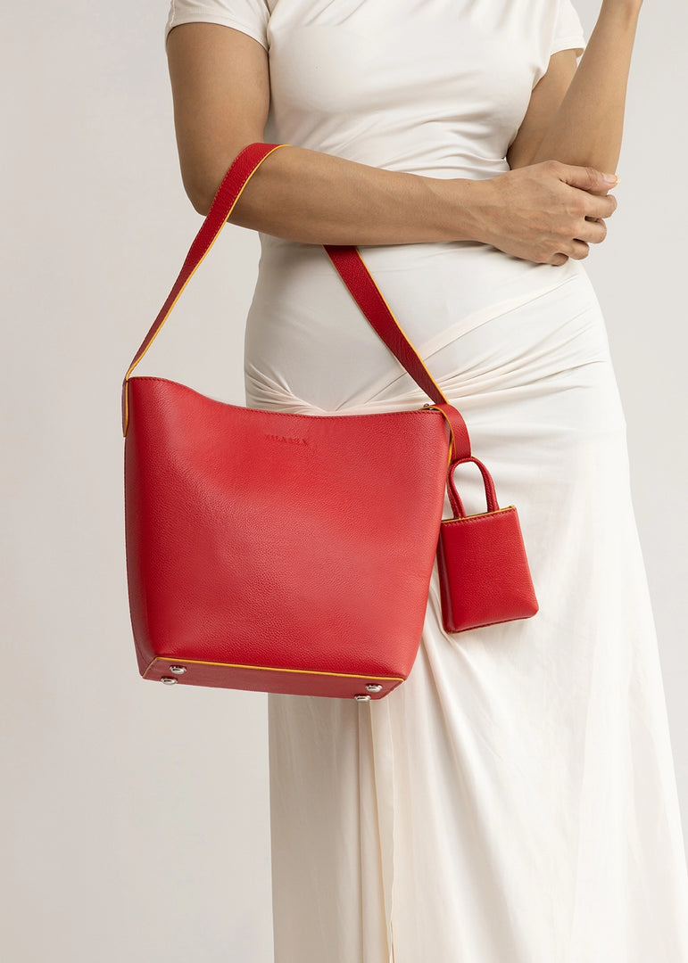 Red tote bag for women