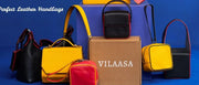 Colorful leather handbags from Vilaasa Lifestyle collection.