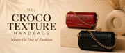 Croco texture leather handbags for women