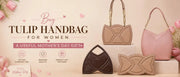 Leather Tulip handbags for women